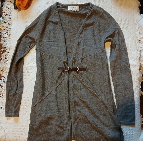 extra fine merino wool greyish Brown cardigan - Picture 6 of 7